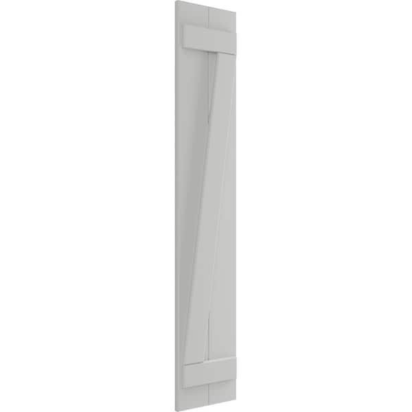 True Fit PVC Two Board Joined Board-n-Batten Shutters W/Z-Bar, Hailstorm Gray , 10 3/4W X 46H